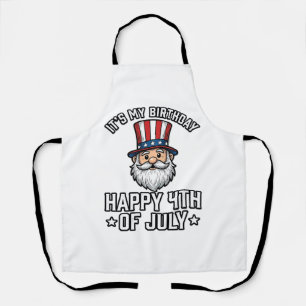 4th of July Birthday Gnome Patriotic Shirt Design_ Apron