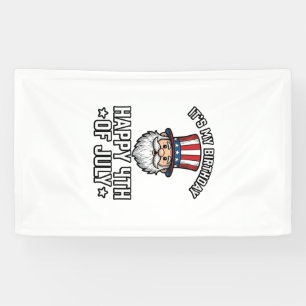 4th of July Birthday Gnome Patriotic Shirt Design_ Banner