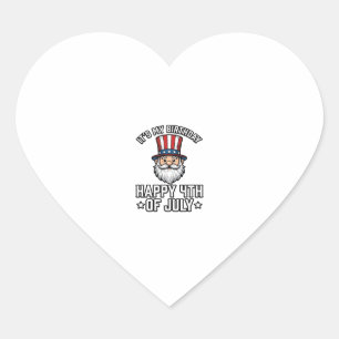 4th of July Birthday Gnome Patriotic Shirt Design_ Heart Sticker