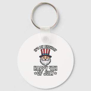 4th of July Birthday Gnome Patriotic Shirt Design_ Keychain