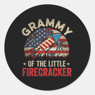 4th Of July Birthday Grammy Of The Little Firecrac Classic Round Sticker