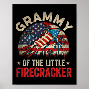 4th Of July Birthday Grammy Of The Little Firecrac Poster