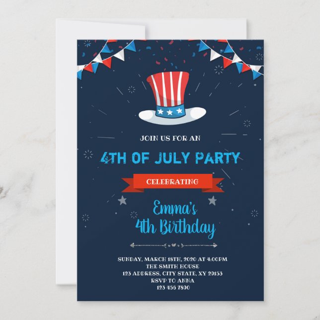 4th of july birthday invitation (Front)