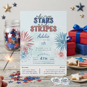 4th of July Birthday Invitation Stars and Stripes