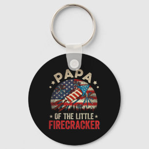 4th Of July Birthday Papa Of The Little Firecracke Keychain