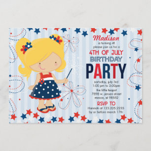 4th of July Birthday Party for Kids Invitation