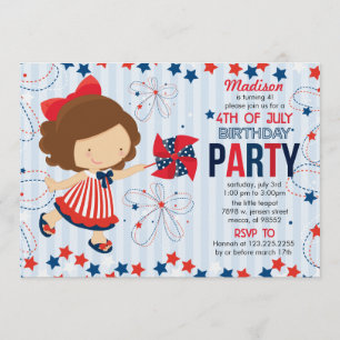 4th of July Birthday Party for Kids Invitation