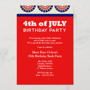 4th of July Birthday Party Invitation