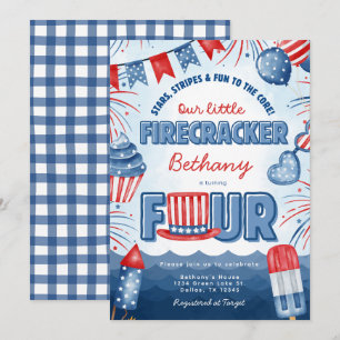 4th of July Birthday Party Invitation Card