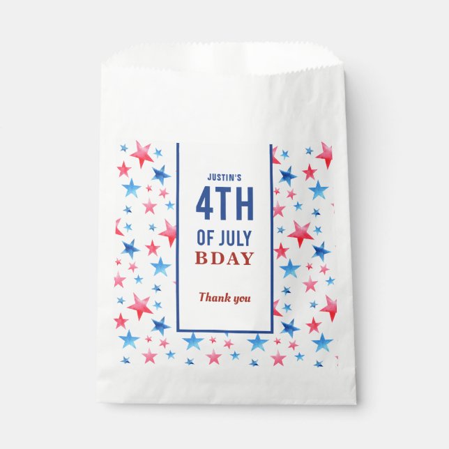 4th of July Birthday Patriotic Red Blue stars Favour Bag (Front)