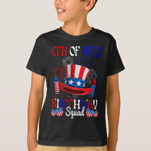 4th Of July Birthday Squad Us Flag Fireworks Patri T-Shirt