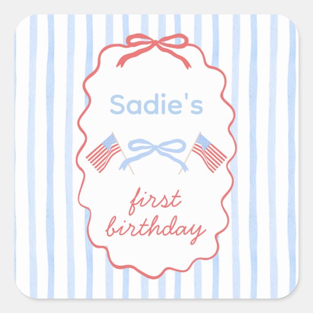 4th of July Birthday Square Sticker (Front)