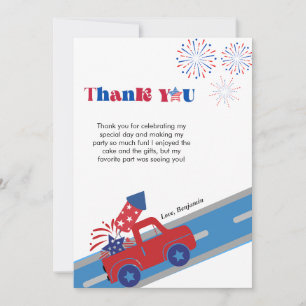 4th of july birthday thank you card