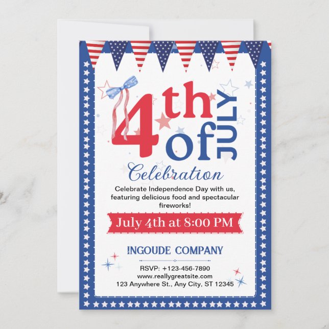 4th of July Block Party Invitation (Front)
