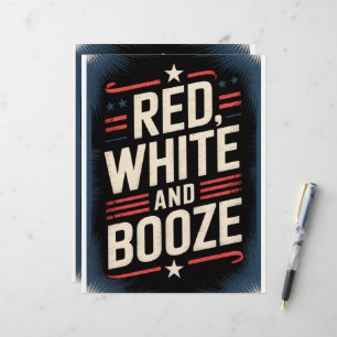 4th of July Booze Party Red White and Booze Letterhead