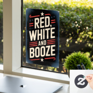 4th of July Booze Party Red White and Booze Window Cling