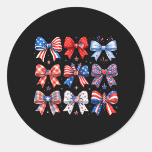 4th of July Bow Coquette Red White Blue USA 250th Classic Round Sticker