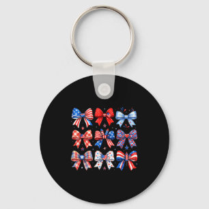 4th of july bow coquette red white blue usa 250th keychain