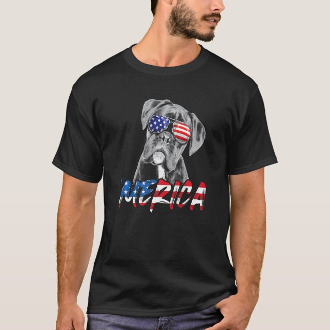 4th Of July Boxer Merica American Flag Patriotic D T-Shirt (Front)