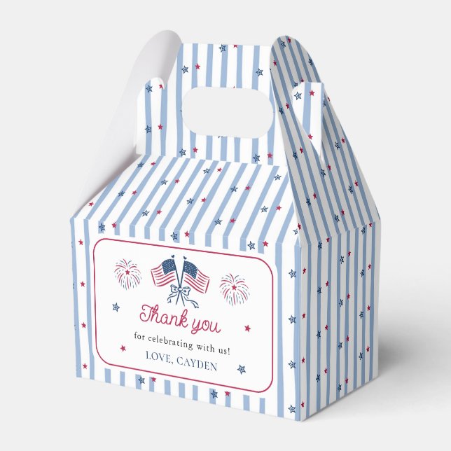  4th of July Boy First Birthday Favor Box (Front Side)