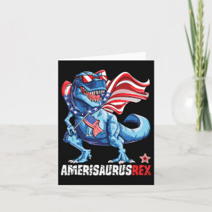 4th Of July Boys Girls Men Amerisaurus T Rex Funny Card