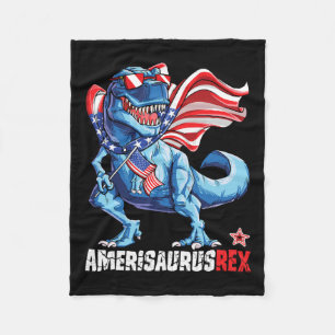 4th Of July Boys Girls Men Amerisaurus T Rex Funny Fleece Blanket