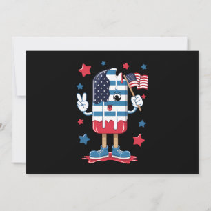 4th Of July Boys Kids Popsicle USA American Flag  Invitation