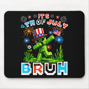 4th Of July Bro Gamer Pixel Funny Usa Fireworks Mouse Pad