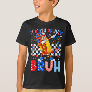 4th of July Bruh Hotdog Dabbing Patriotic Amerca T-Shirt