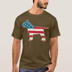 4th of July Bull Terrier Dog American Flag USA T-Shirt