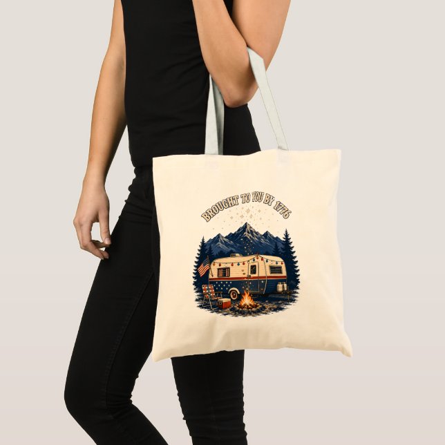 4th Of July Camping Trailer Mountains Tote Bag (Front (Product))