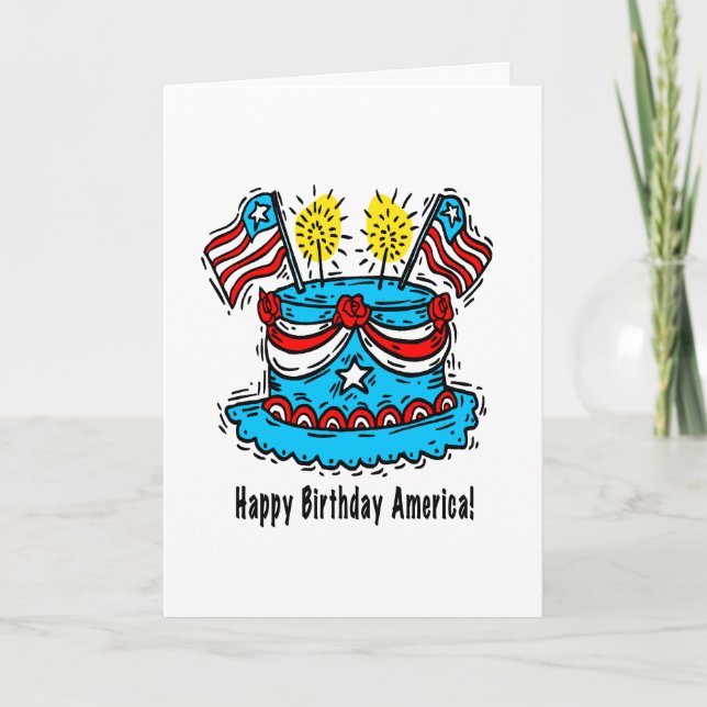 4th of July Card: "Happy Birthday America" Card (Front)