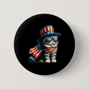 4th Of July Cat American Flag Cat Lover Meowica In 2 Inch Round Button