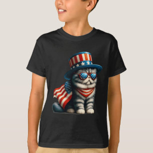 4th Of July Cat American Flag Cat Lover Meowica In T-Shirt