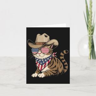 4th Of July Cat For Cowboy Lover Usa American Flag Card