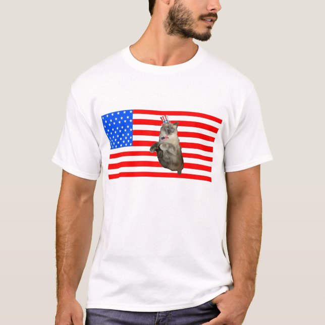 4th of July Cat T-Shirt (Front)