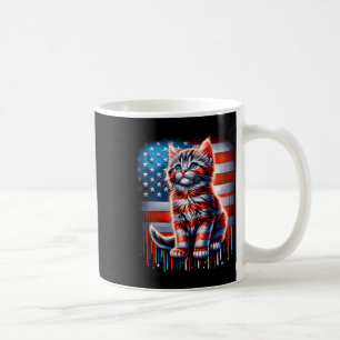 4th Of July Cat Usa Flag Cute Kitten Memorial Day  Coffee Mug