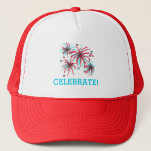 4th of July Celebrate Fireworks Patriotic America Trucker Hat