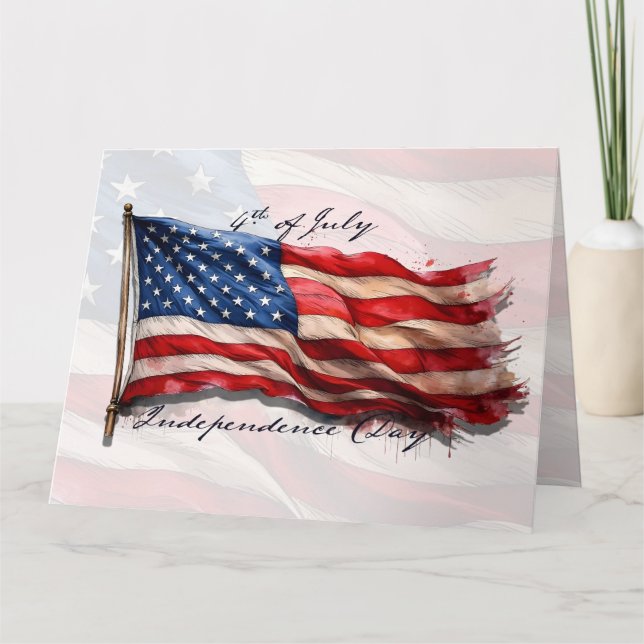 4th of July – Celebrate with US Flag Card (Front)