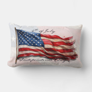 4th of July – Celebrate with US Flag Lumbar Pillow