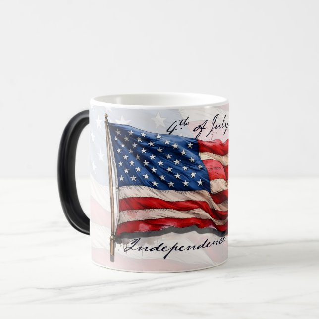 4th of July – Celebrate with US Flag Magic Mug (Front Left)