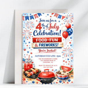 4th of july Celebration Family BBQ Party Invitation