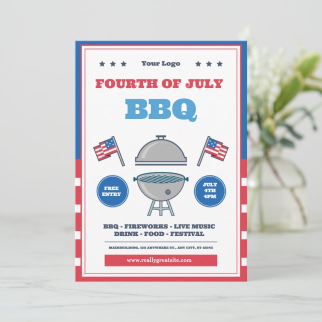 4th of July Celebration, Independence Day  Invitation (Standing Front)