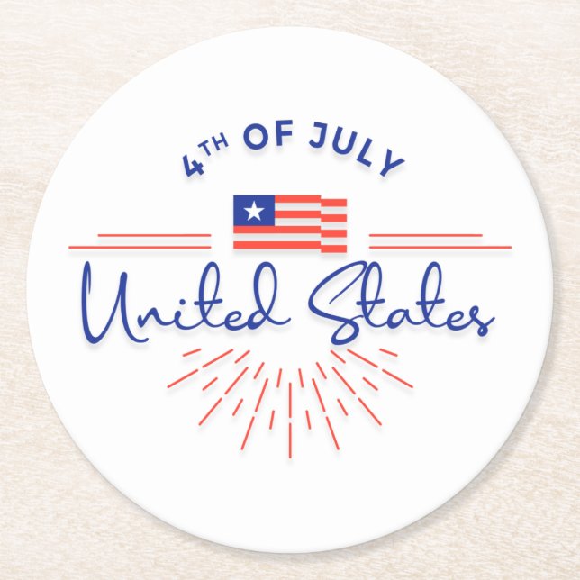 4th of July Celebration Paper Coaster (Front)