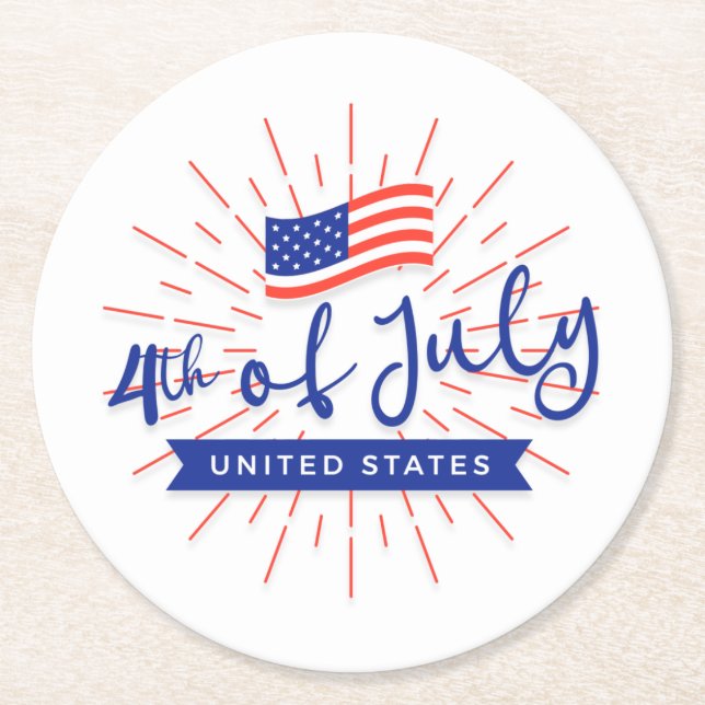 4th of July Celebration Paper Coaster (Front)