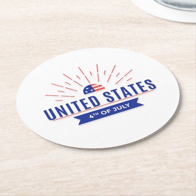 4th of July Celebration Paper Coaster (Angled)