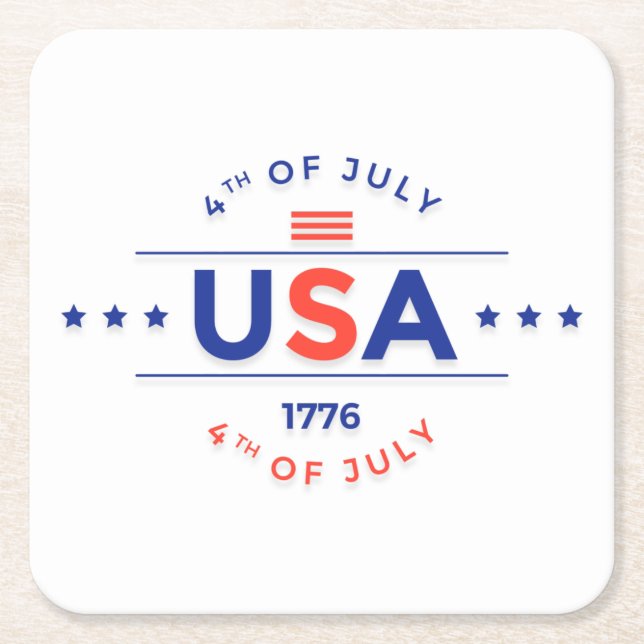 4th of July Celebration Paper Coaster (Front)