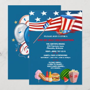 4th of July Celebration Party Patriotic Invitation