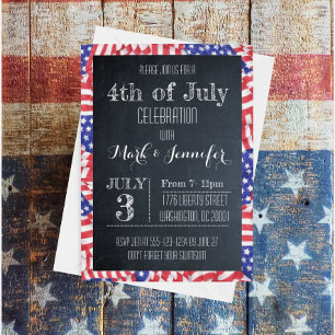 4th of July Chalkboard Flag Party Invitation
