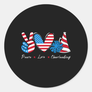4th Of July Cheer Girls Cheerleading American Flag Classic Round Sticker